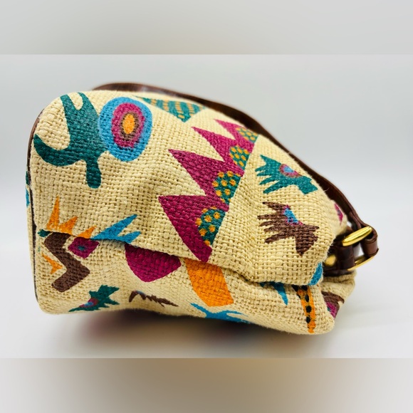 Vintage Marco Avane Tribal Print Crossbody Bag with Brown Leather Accents - Picture 4 of 11